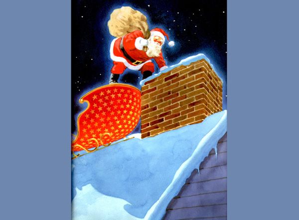 Дед Мороз с мешком за спиной