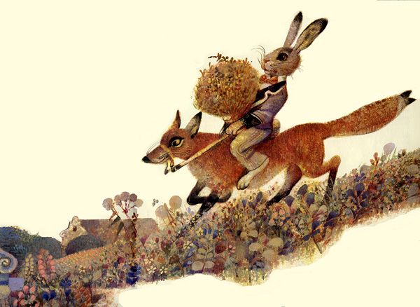 Кролик путешествовал на спине у Лиса