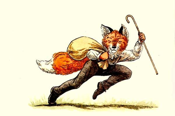 он забросил мешок за плечо и побежал в лес