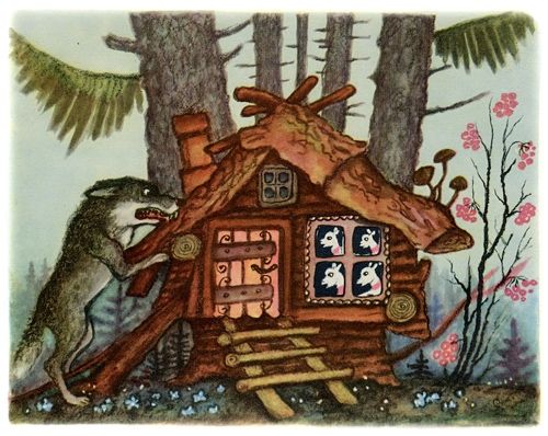 Волк побежал к избушке